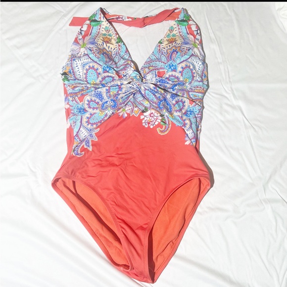 Johnny was bathing suit L orange floral - Picture 2 of 9